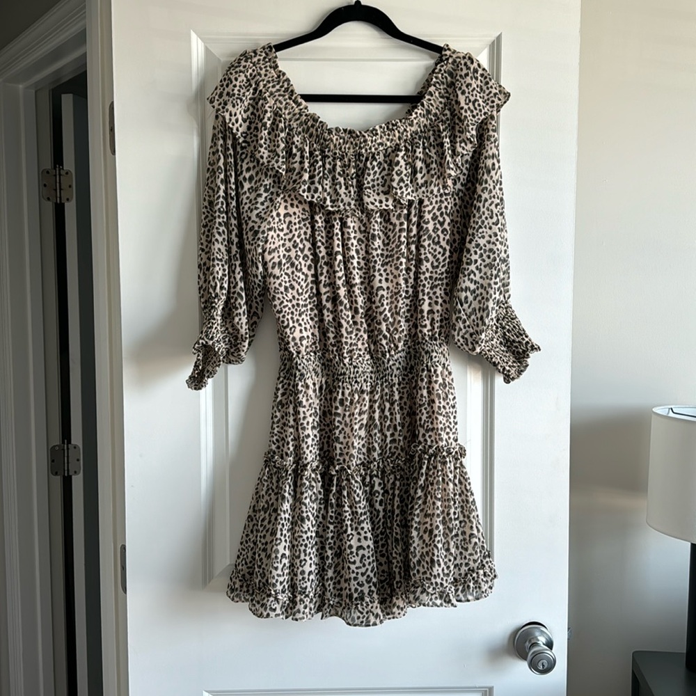 Cheetah off the shoulder dress